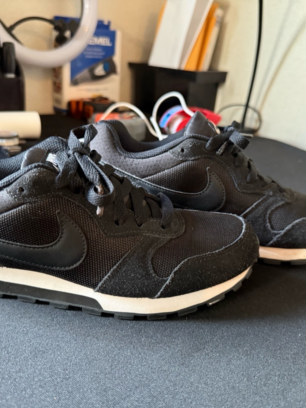 Nike Women's Black Athletic Sneakers with White Midsole